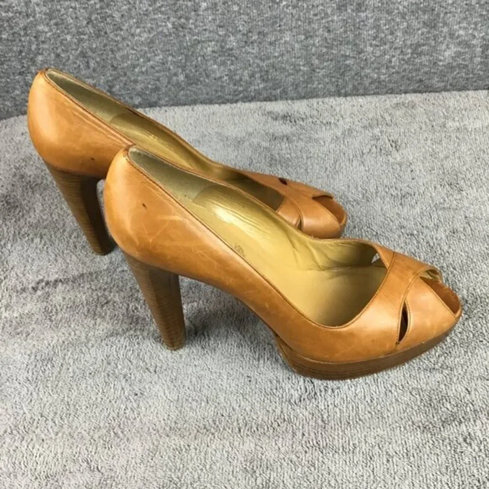 Vintage Stuart Weitzman Distressed‎ Leather Sz 9 W Peep Toe Platform Stile…